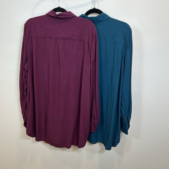 Lot Of 2 Talbots 2X Button Down Blouse Tops Rayon Chest Pockets Career - Picture 11 of 12